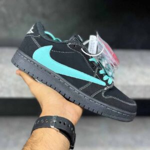 جردن 1 لو ترویس اسکات بلک فانتوم کاستوم  Nike Air Jordan 1 Travis Scott Black Phantom Costume